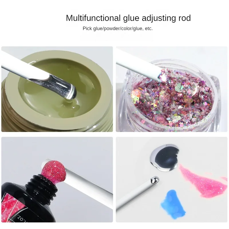 Taking Nail Glue Color Mixing Stick Wooden Halo Dyeing Stirring Bar Nail Gel Picker Painting Multifunctional Pen Manicure Tool 4