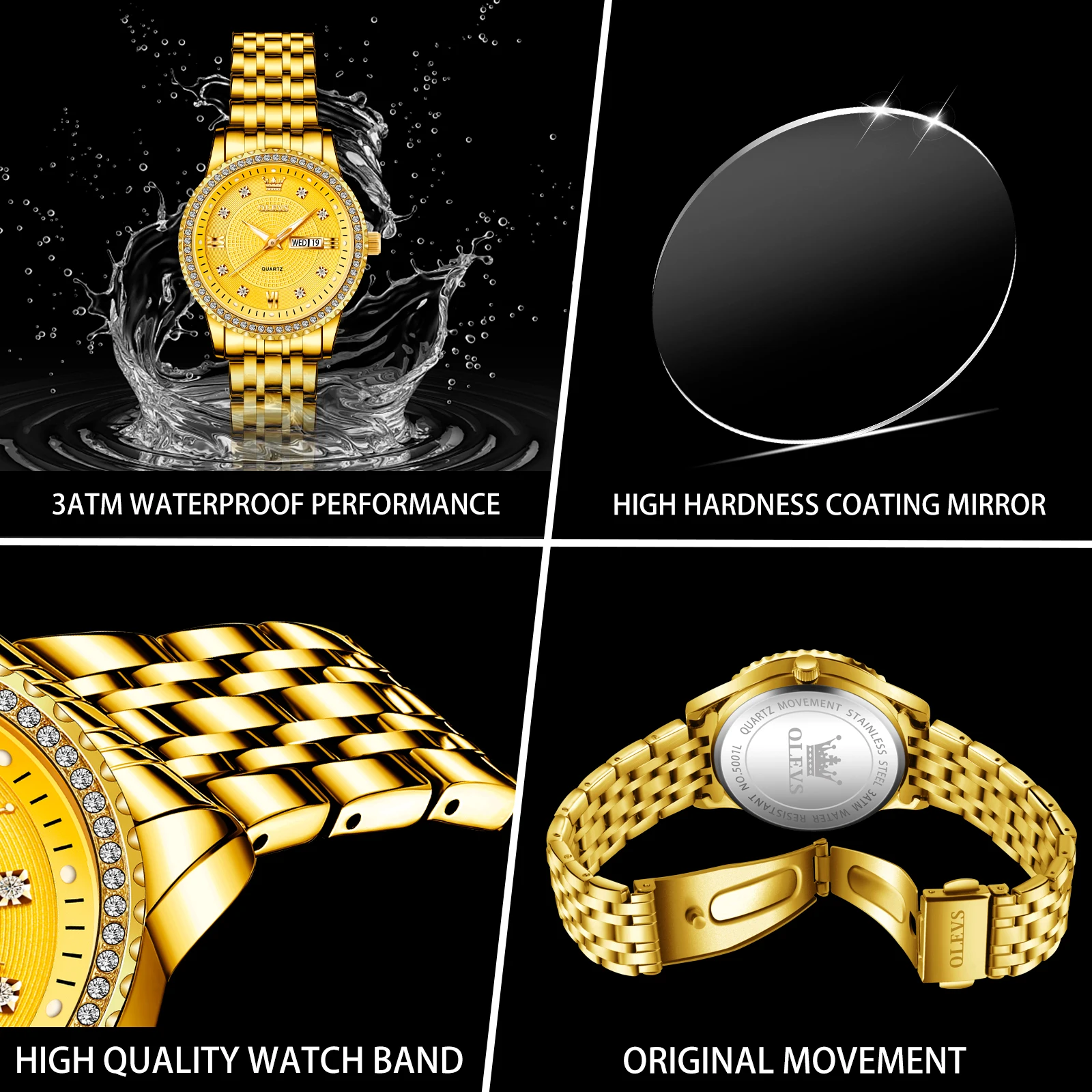 ساعة يد كوارتز مقاومة للماء من الفولاذ المقاوم للص...