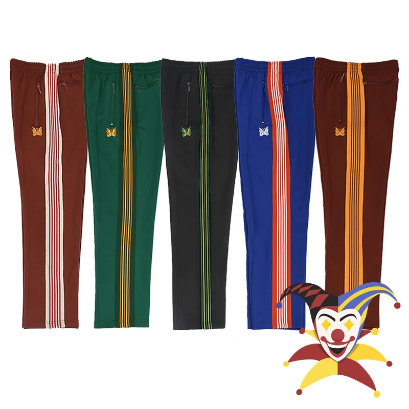

AWGE Needles Sweatpants Men Women Embroidered Butterfly Stripe Pants Trousers