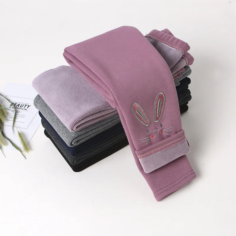 Girls Cotton Warm Leggings Winter Kids Cartoon Thick Velvet Pants for Baby Girls Children Cute Trousers Clothes Outfits Bootcut girls pants,kids pants,girls trousers
