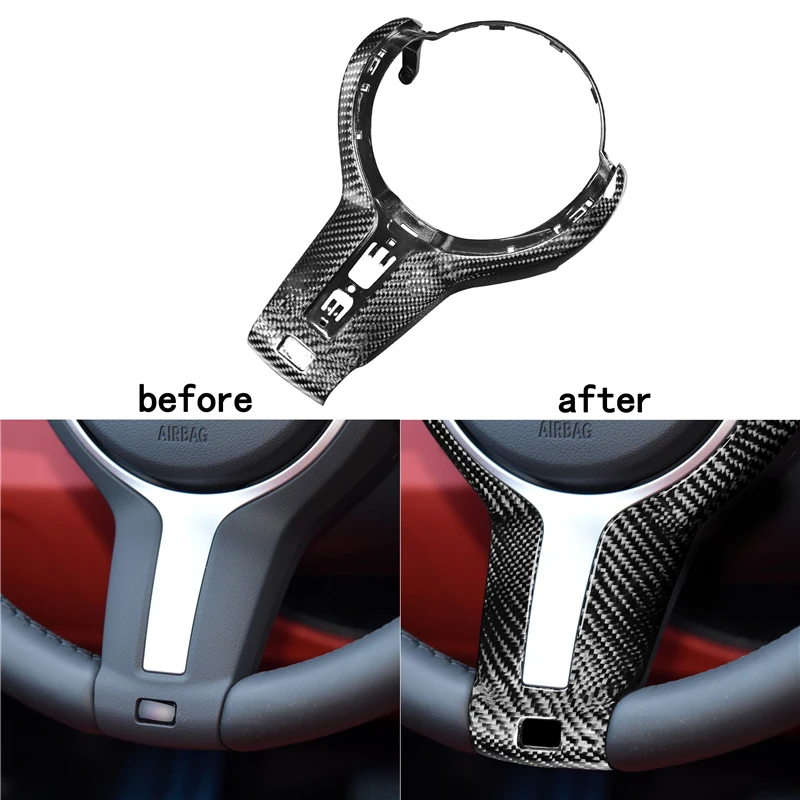 

Car Steering Wheel M-sport Trim Cover Black Real Carbon Fiber For BMW F20 F22 F30 F31 F32 F33 F36 F10 F06 F12 F13 F15 F16