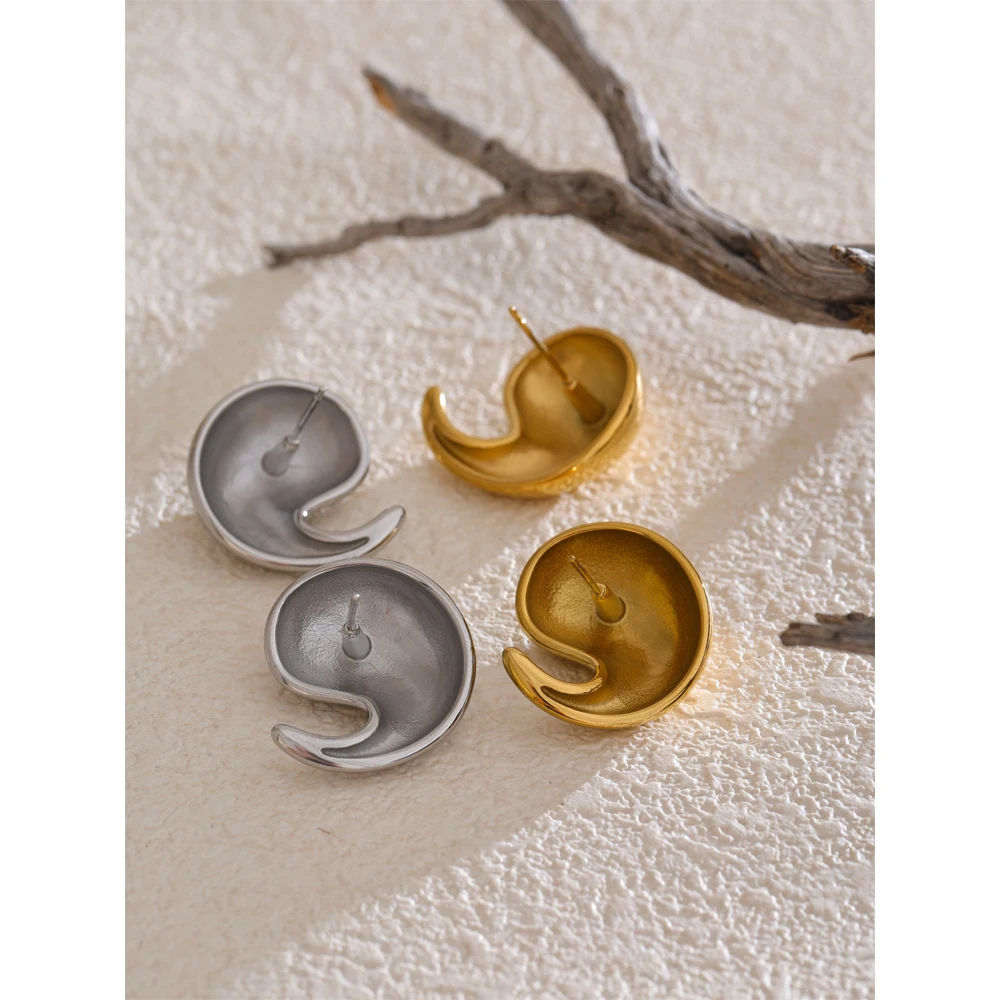 Yhpup 316L Stainless Steel Stud Earrings Water Drop Design Texture