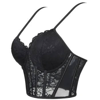 Sexy Black Semi Transparent Bra Mesh Push Up Bralet Women's Tube Top Corset Bustier Vest Club Party Crop Top Elegant Lingerie