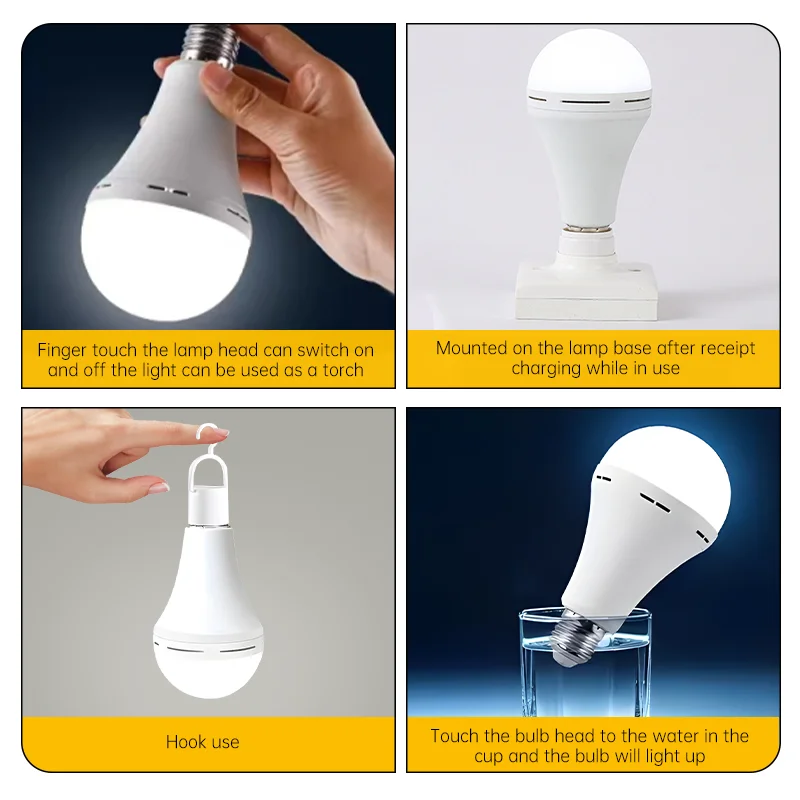 9W/12W/15W LED Emergency Light Bulb Multi-purpose Power Outage Portable Handheld Rechargeable
