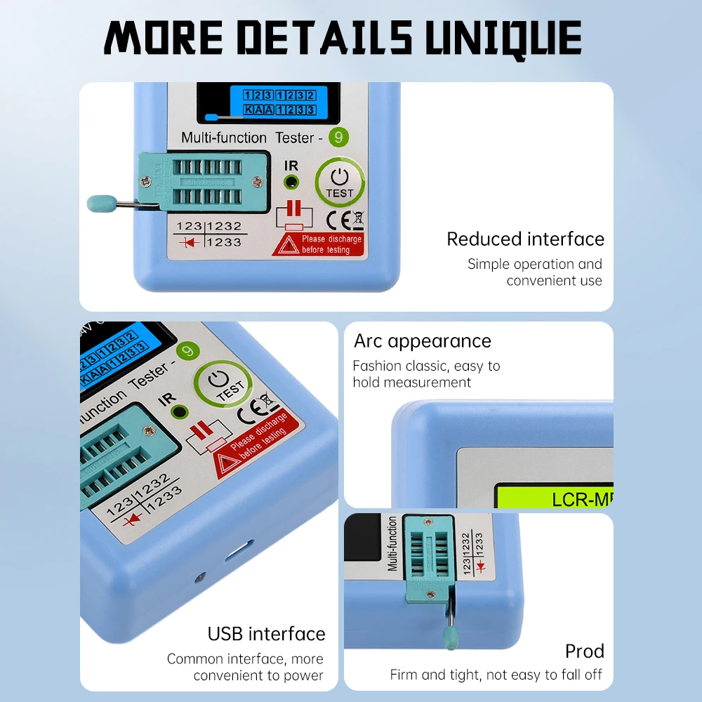 LCR-MF9 새로운 트랜지스터 테스터 TFT 다이오드 3극 커패시턴스 측정기 LCR ESR 미터 NPN PNP MOSFET IR 다기능 테스터 멀티미터