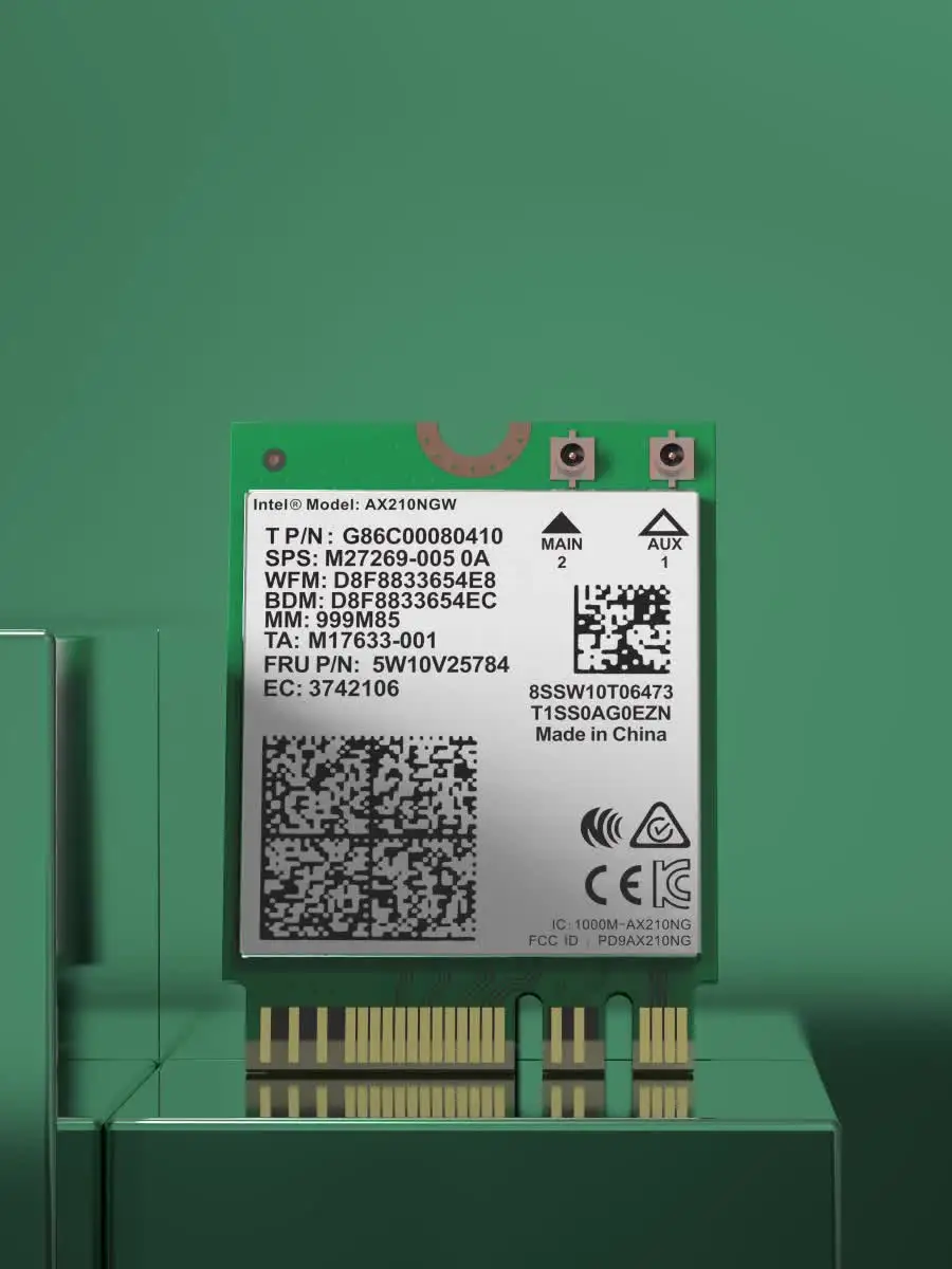 Carte WiFi 6E AX210NGW - Bluetooth 5.2 - Interface M.2 NGFF - Compatible Windows 10/11, Linux - 4