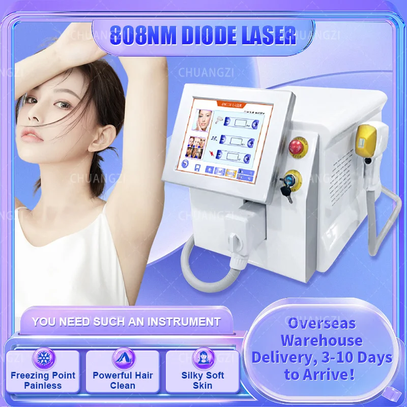 

2024 808nm Professional Diode Laser Device 2000w Whole Body Permanent Painless Cooling Hair Removal for Salon 755nm 1064nm