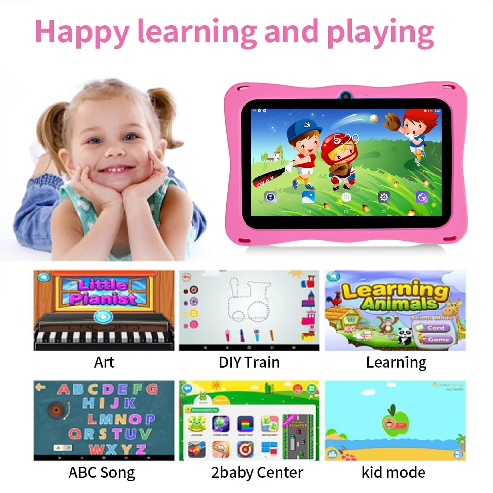 BDF 7 Inch Kid Android Tablet Android, 32GB ROM,1TB Expand,5G WiFi,4000MAH Battery,Dual Camera, Children's Gift Kids Software 5