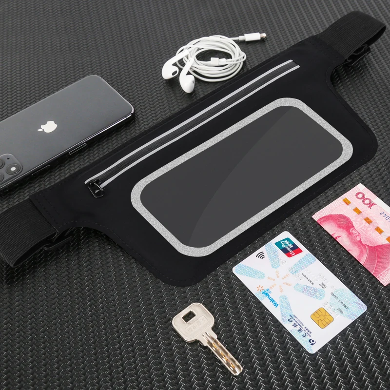 Ultra-thin Waterproof Running Bag Touch Screen Men Women Sports Fitness Waist Bag Zipper GYM Large Capacity Waist Pack Pouch