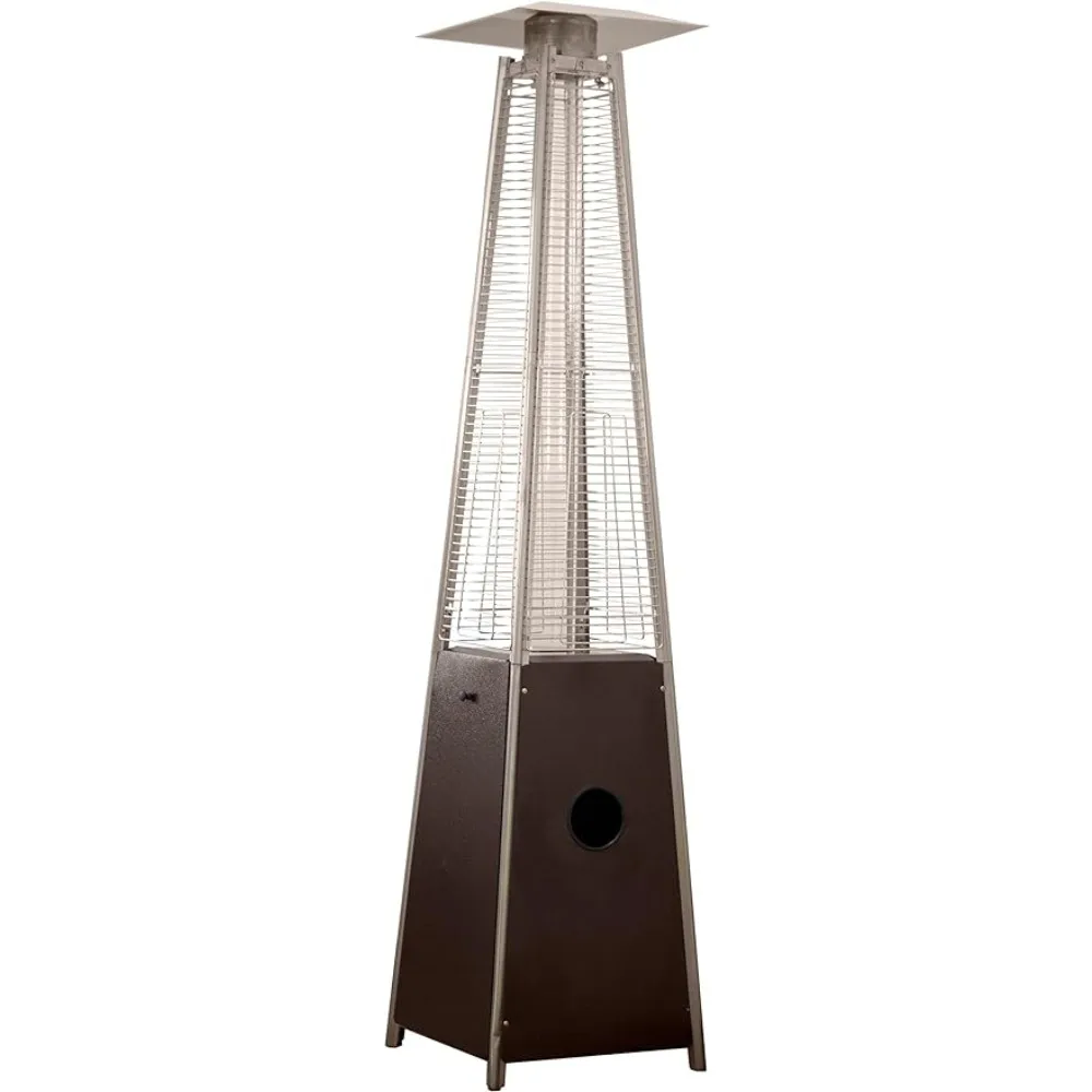 

NEW Hiland HLDSO1-WGTHG Pyramid Glass Tube Propane Patio Heater w/Wheels, 40,000 BTU, Hammered Bronze