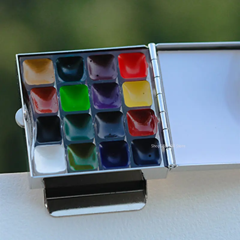 Portable Mini Travel Watercolor Suit Sub-package Paint Box Vintage Exquisite Small Square Box Color Palette Art Tools