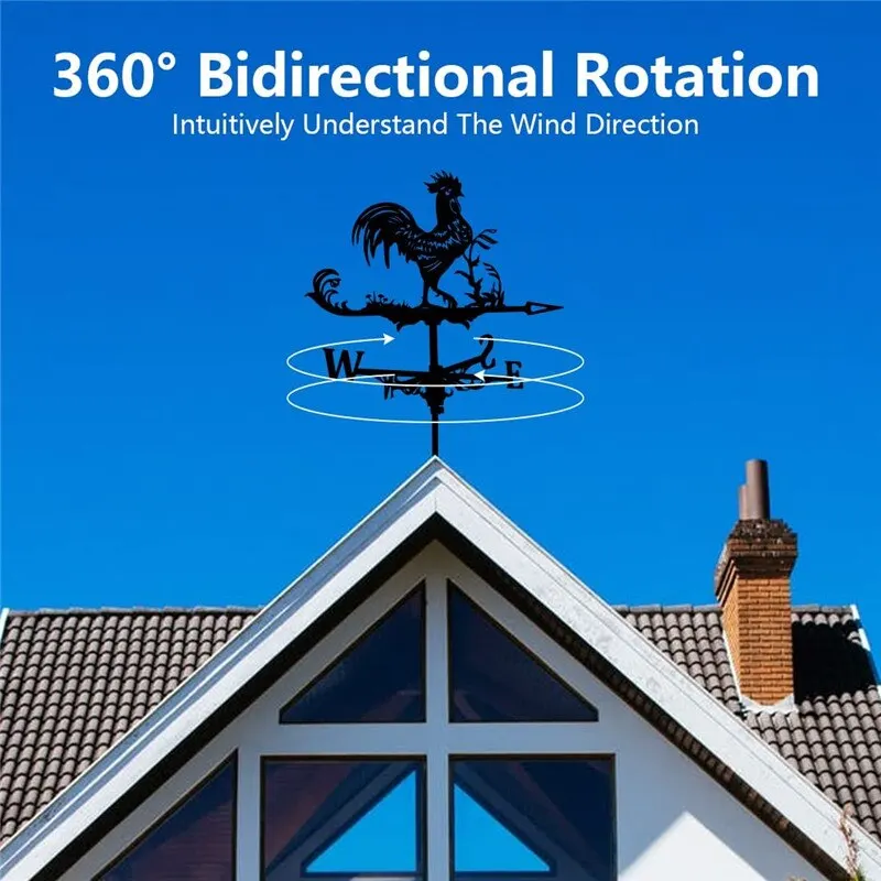 

Stainless Steel Rooster Weathervane Weather Vane Wind Direction Indicator