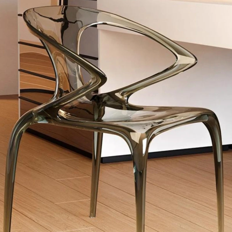 Modern Acrylic Transparent Dining Chair AVA Designer Chair Luxury Crystal Clear Backrest Seat Creative Home Vanity Accent Chair