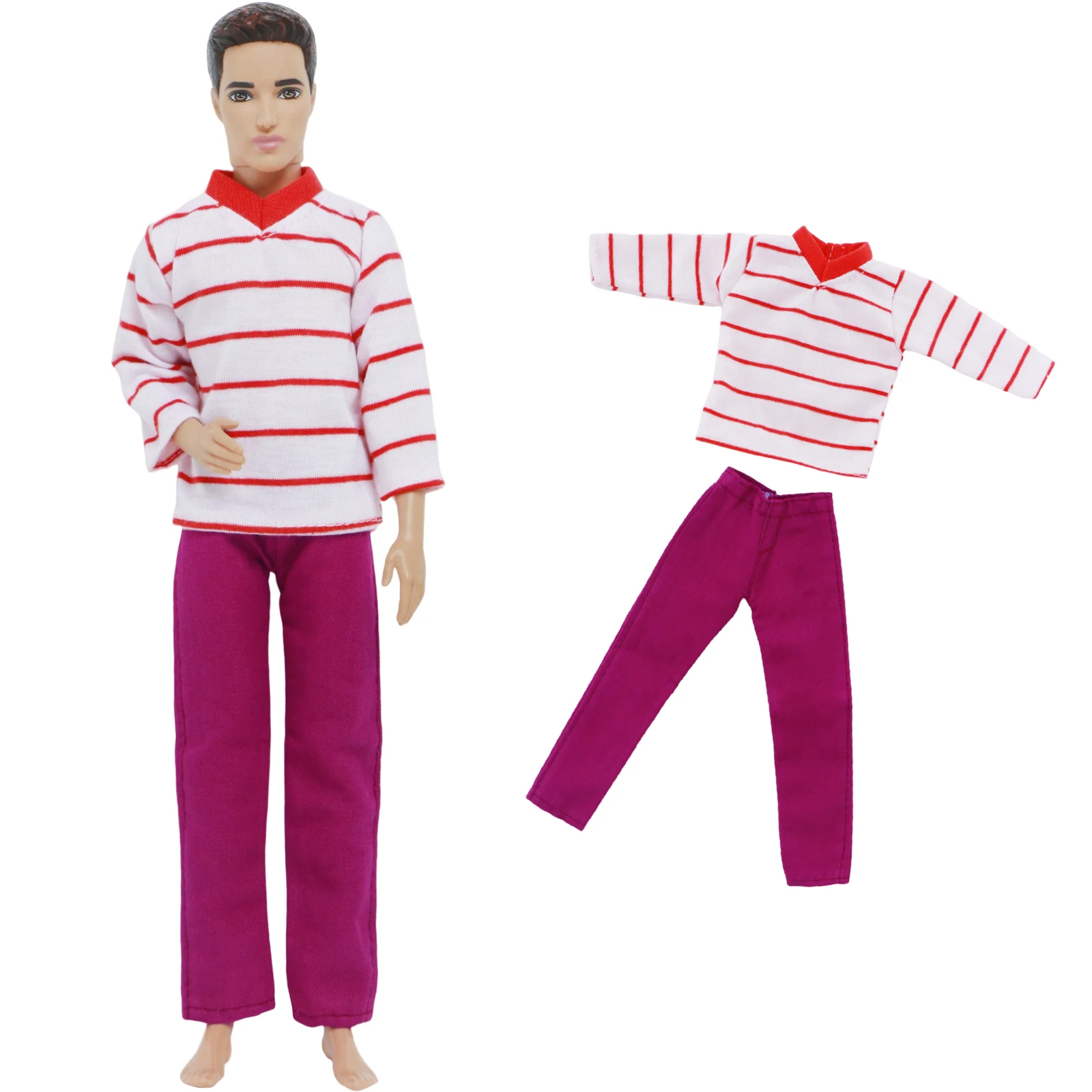 Men's Doll Outfit Striped Shirt Trousers Daily Casual Wear Clothes for 30cm Boy Doll 11.5 Inch Accessories Kids Toy barbie doll clothes,doll clothes,doll clothes accessories,doll accessories