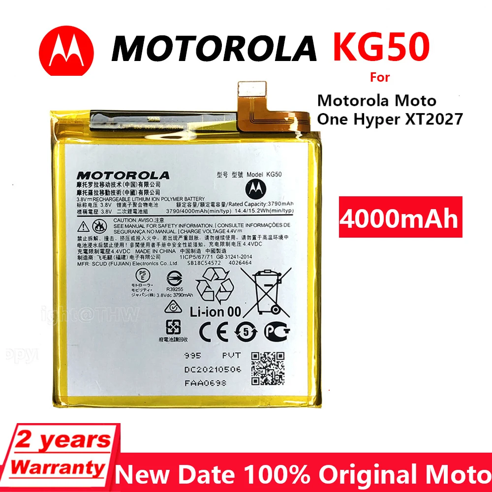 

Original Motorola 4000mAh KG50 Battery For Motorola Moto One Hyper XT2027 XT2027-1 XT2027-2 XT2027-3 High Quality Batteries