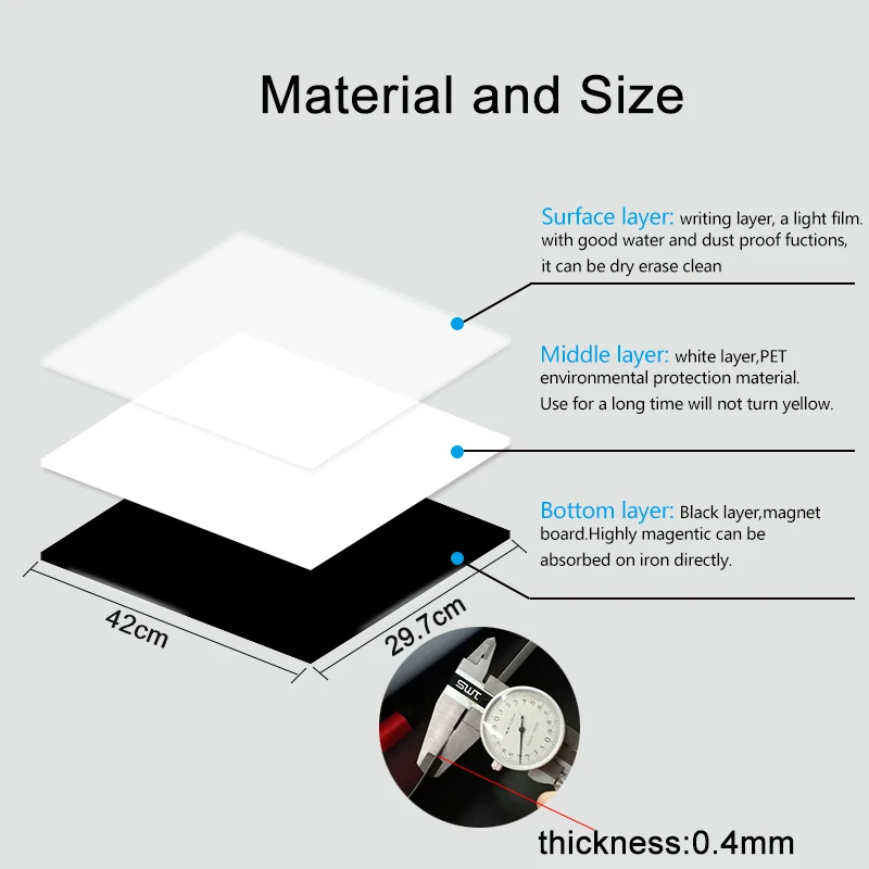 A3 Size Magnetic Dry Erase Whiteboard for Fridge 17x12 Inch Sheet Weekly Planner To-Do List Notes Markers Eraser