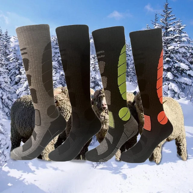 ANTSANG Calcetines térmicos de lana merina para hombre y mujer, calcetines  altos gruesos hasta la rodilla, calcetines de esquí, snowboard para clima