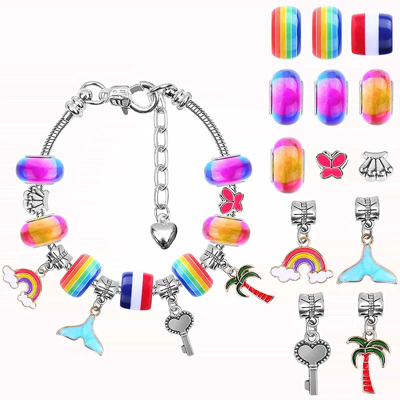 Charm Bracelets Kit with Beads Jewelry Charms Bracelets for DIY Craft  Beautiful Girls Jewelry Making Kit Gifts for Teen Girls