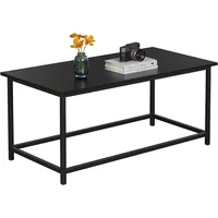 Black Coffee Table Simple Modern Rectangular Center Table Open Space Minimalist, Café Tables 2
