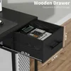 L Shaped Gaming Desk with LED Lights & Power Outlets, Reversible L Shape Computer Desk with Storage Drawer & Shelf 5