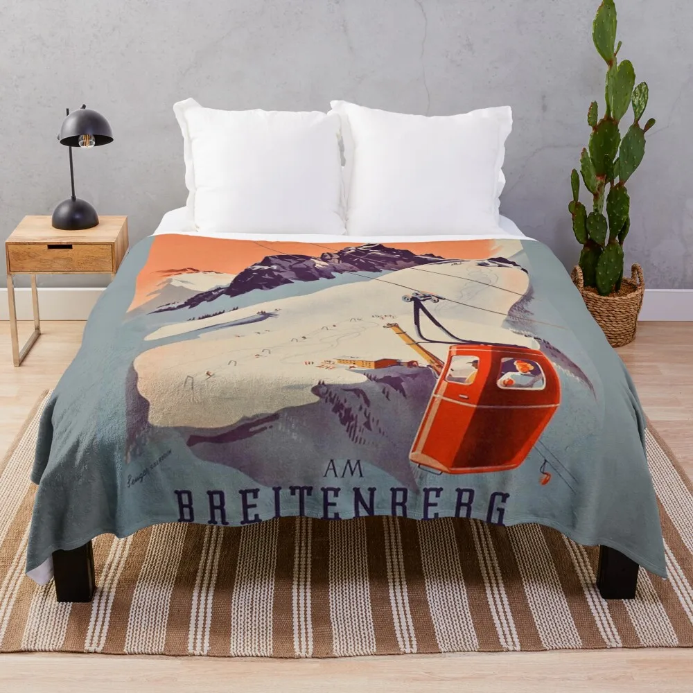 Vintage German Gondola Sport Ski Travel Poster Coperta Da Tiro Per Divano Divano Letto Sottile Coperte Per Pisolino