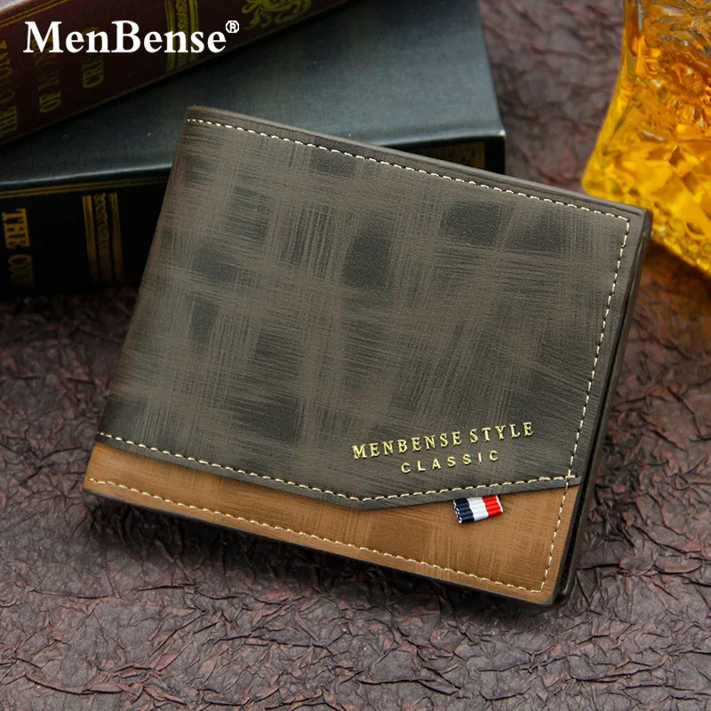 

New printed men's wallet short PU matte multi card large capacity men's wallet