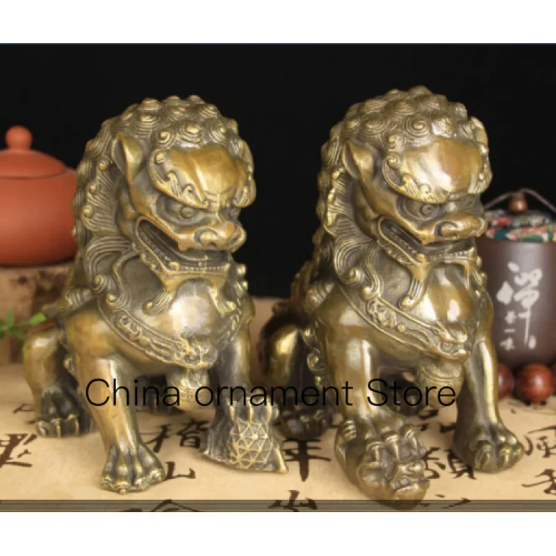 Porta In Bronzo Antico Feng Shui Guard Fu Fu Dog Lion Statue Lion Pair