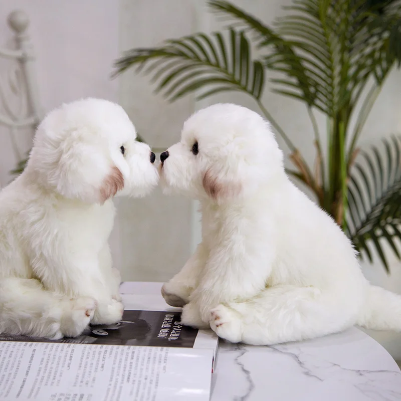 Simulation Maltese Dog Plush Toy Stuffed Animal High Quality