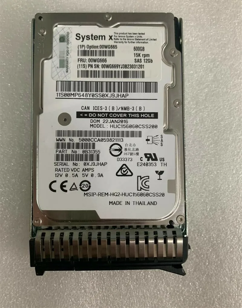 

FOR 00WG665 00WG666 00WG669 IBM 600 GB 15K 12GBPS SAS 2.5" Internal Hard Drive