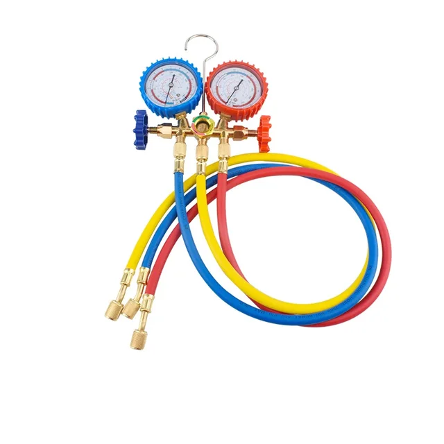 Jauge de collecteur de réfrigérant, ensemble de réfrigération de climatisation, outils de climatisation avec tuyau et crochet pour manomètre R22 R134 1
