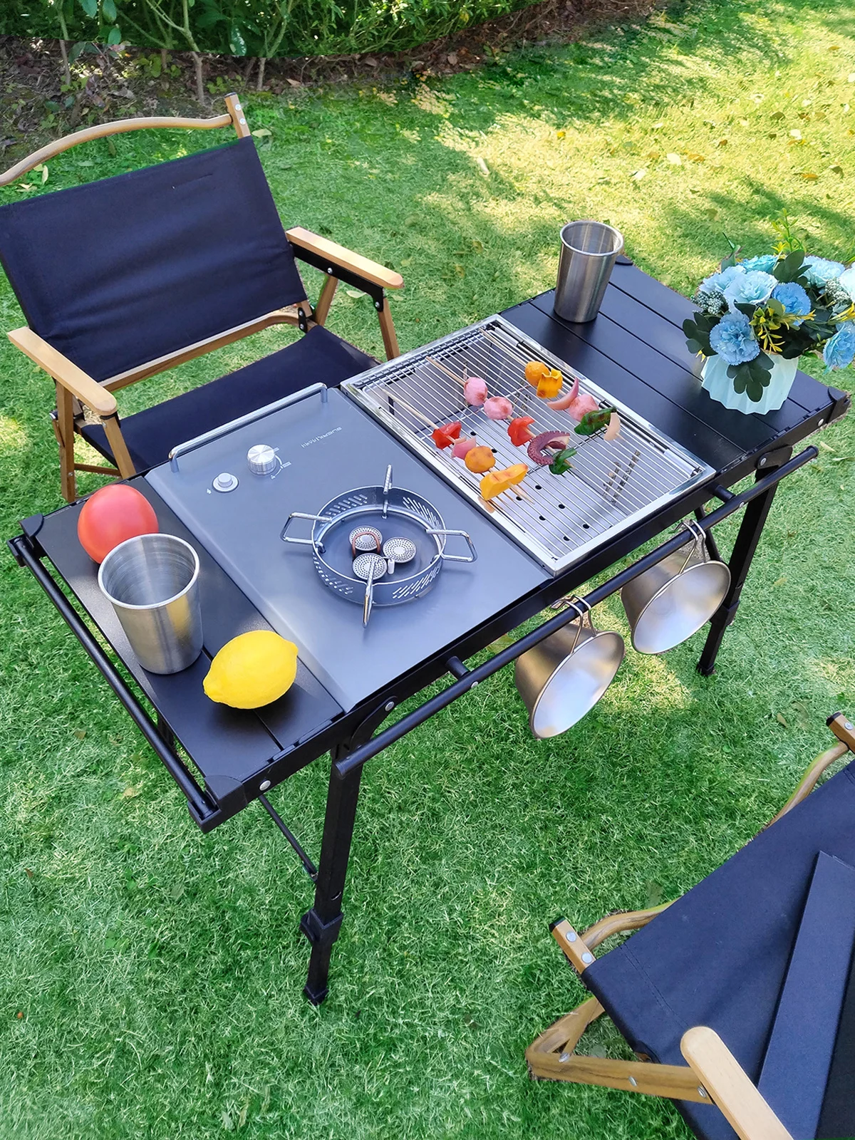 Barbecue Grill Lohascamping Camping Table IGT Folding multifunctional IGT table Full set roll Brazier table adjustable Desktop burner bbq