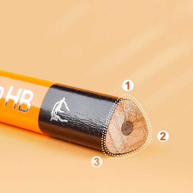 12pcs/Box HB 2B Log Pencil,Thickened Triangle,With Pencil Sharpener,Student Supplies Stationery 6700 4