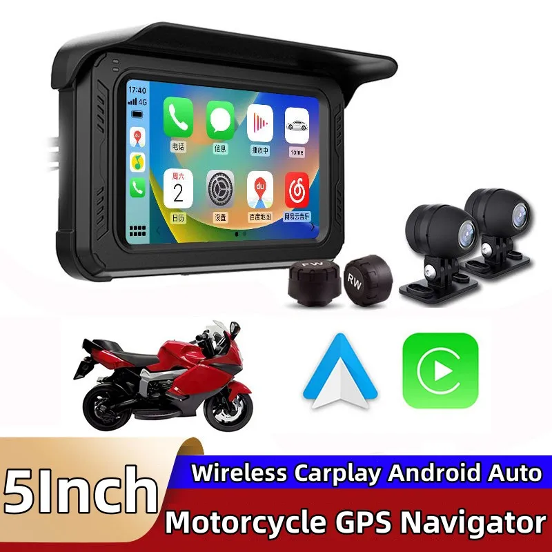 5 Wireless Motorcycle Carplay Touch Screen Android Auto Display Navigation  Multimedia For Autocycle Autobike Scooter - Car Monitors - AliExpress
