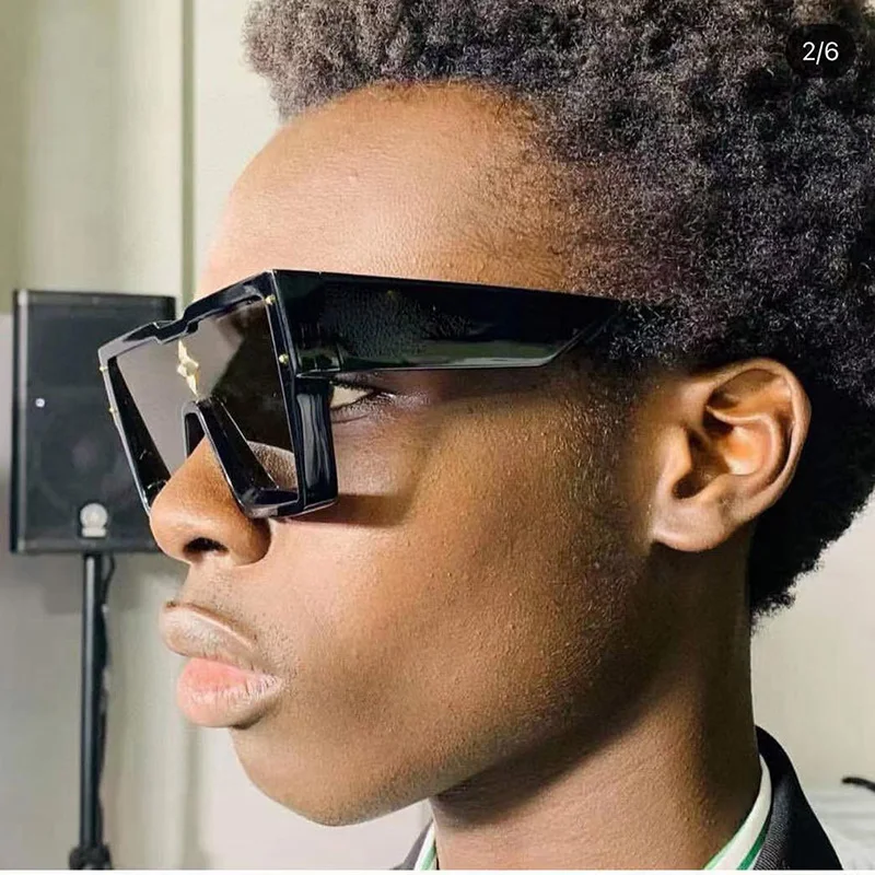 

2024 New Large Frame Square Fashion Star Men's and Women's Sunglasses Popular on the Internet Trendy Y2K Trendy Glasses