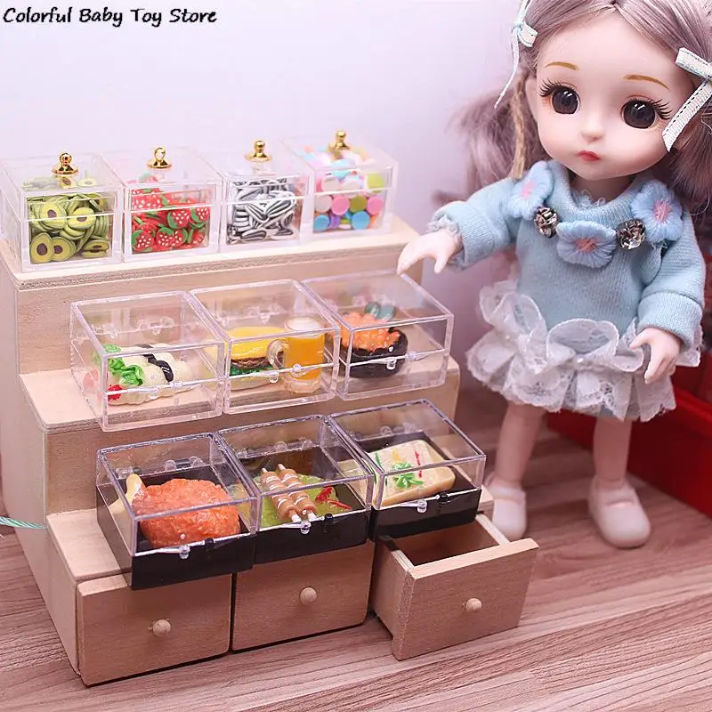

1/12 Scale 2Pcs Dollhouse Miniature Candy Box Dessert Cake Storage Box Model Model Doll House Decor Toy