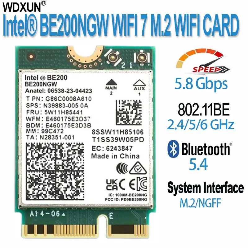 

WiFi 7 Intel BE200 Network Card Bluetooth 5.4 Tri Band 2.4G/5G/6GHz 8774Mbps BE200NGW M.2 Wireless Adapter Better than Wifi 6E