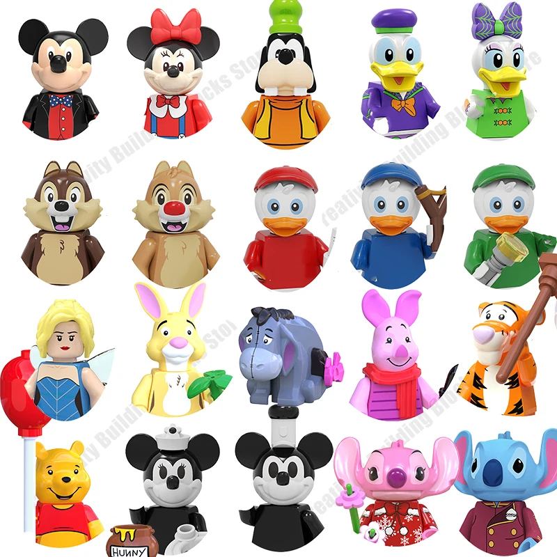 

Hot Selling Disney Mini Figure Mickey Mouse Goofy Winnie the Pooh 3D Model DIY Building Blocks Classic Model Children's Toy Gift