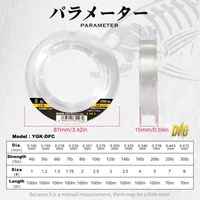 Japan Imported YGK 100M 100% Super Strong True DFC Fluorocarbon Fishing Line Carbon Line Front Wireway Transparent Monofilament 2