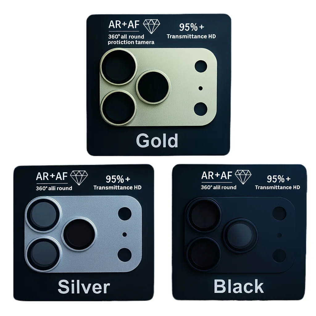 Premium HD Camera Protector with Aluminum Metal Ring and Anti-Scratch Tempered Glass Film