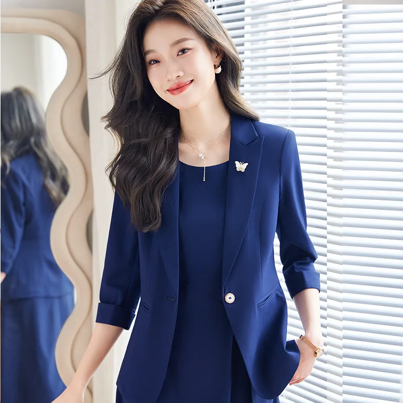 

Business Suit Women2024Spring Anti-Wrinkle Non-Ironing Design Skirt Slimming Workplace Two-Piece Elegant Suit