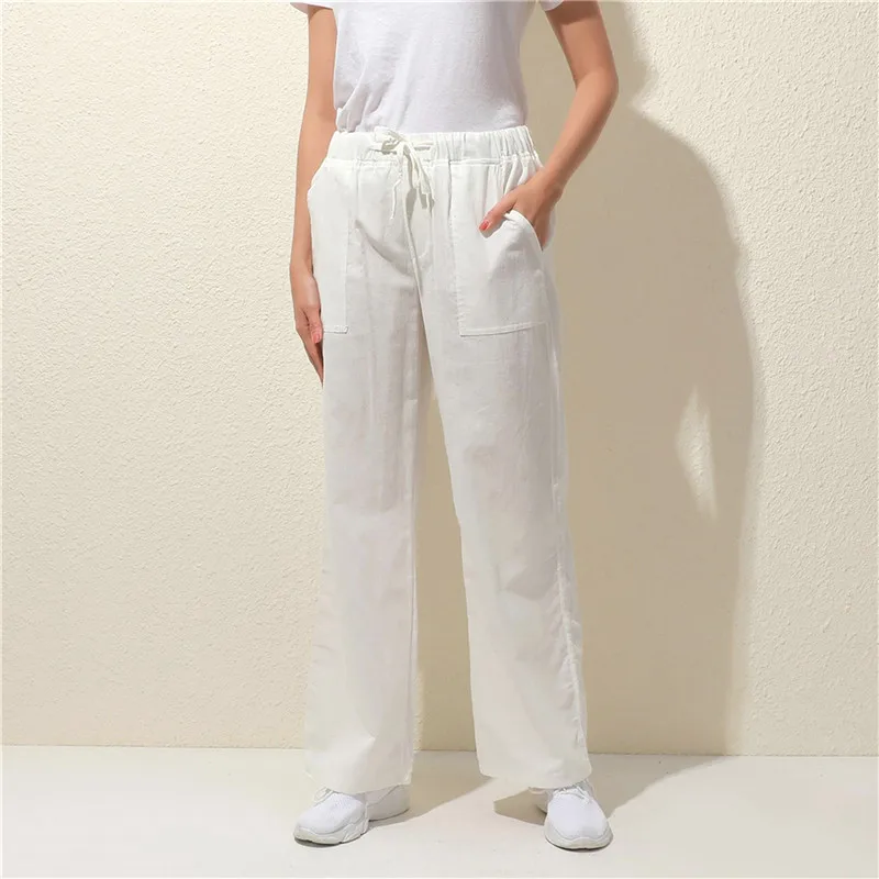 

Women Trousers Loose Straight All-Match Office Lady Pants 2022 Casual Simple Solid Color Comfortable Breathable Trouser