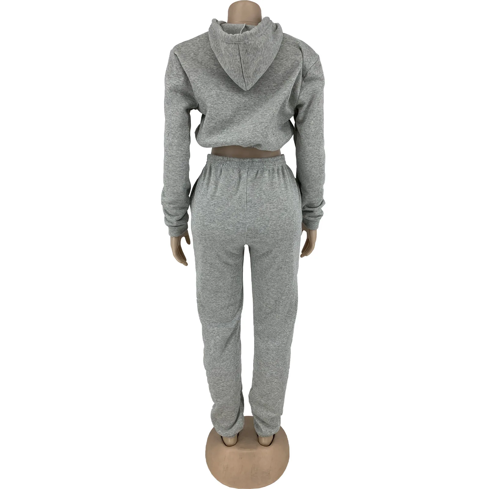 Autumn Winter Fashion Solid Color Letter Print Crop Hoodie And Trousers Two-Piece Set Women's Slim Casual Comfort Commuter Suit