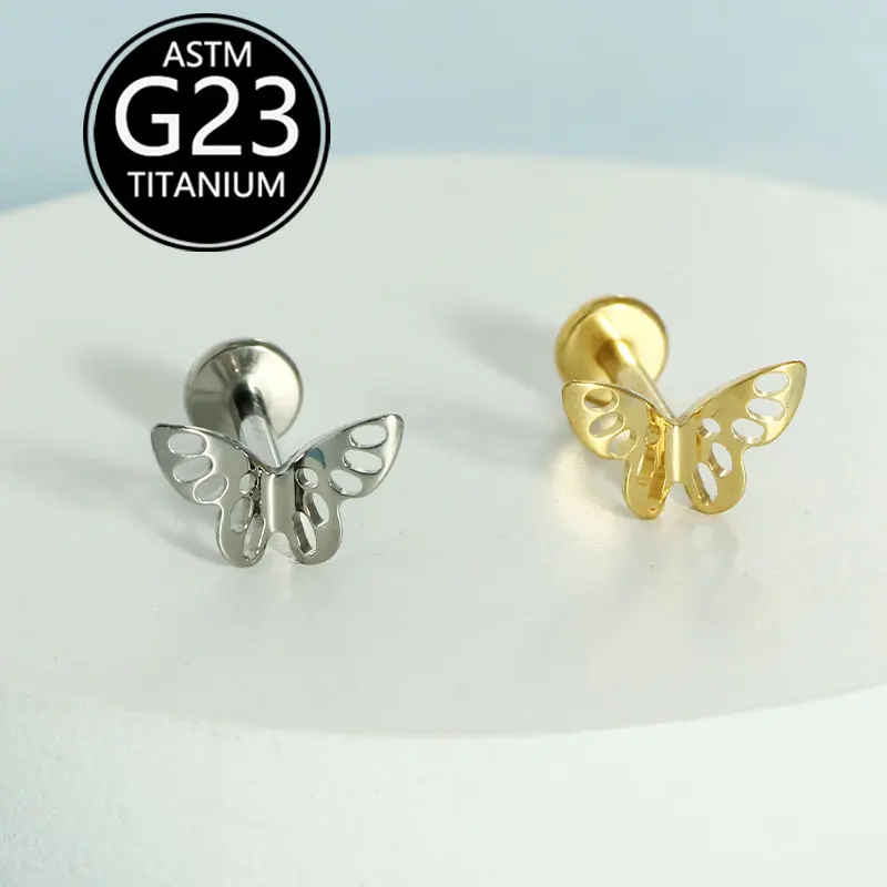 1pcs Body Piercing Jewelry ASTM-F136 Titanium Piercing Titanio Tragus Helix Daith Lobe Flat Back Earrings Labret Daith Lip Stud