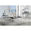 Glam Contemporary1pc Coffee Table Black Glass Top Silver Color Table Living Room Stainless Steel Cabriole-Style Legs 5