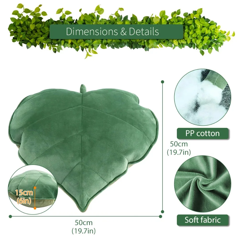 3D Leaf Throw Pillow Decorative Plant Pillow Soft Plush Leaf Shaped Cushion Novelty Plush Backrest Pillow Plant Sleeping Cushion 2
