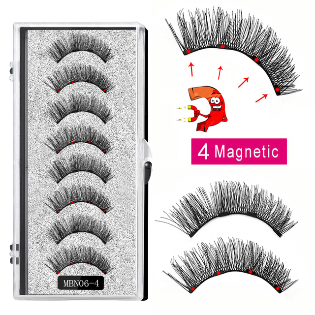 4 Magnet Magnetic Eyelashes Natural Long 3D Mink Lashes Magnetic False Eyelashes Extension with Faux Cils Magnetique 2022 New