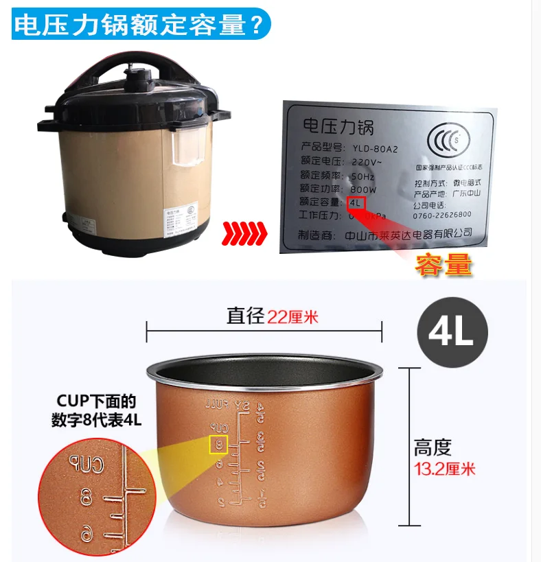 Description Picture 4 of itemElectric pressure cooker liner inner multicooker bowl tank liter non-stick pot 2/2.5/2.8/4/5/6L 1pc