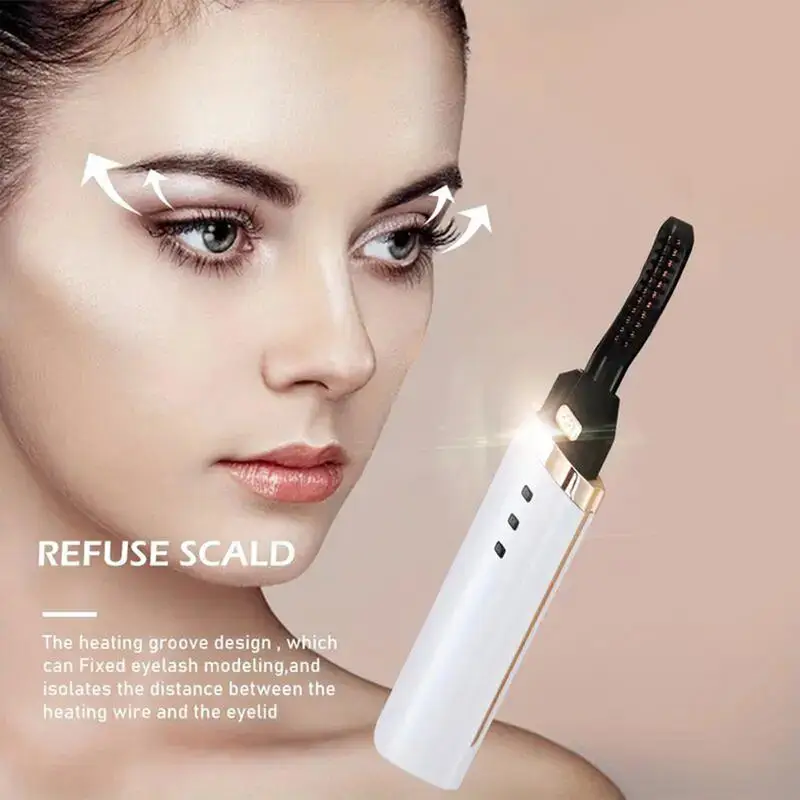 Electric Eyelash Curler USB Heated Electric Eye Lash Curlers Anti-scald Eyelash Roller 10Seconds Heat Up, 3Temp Setting