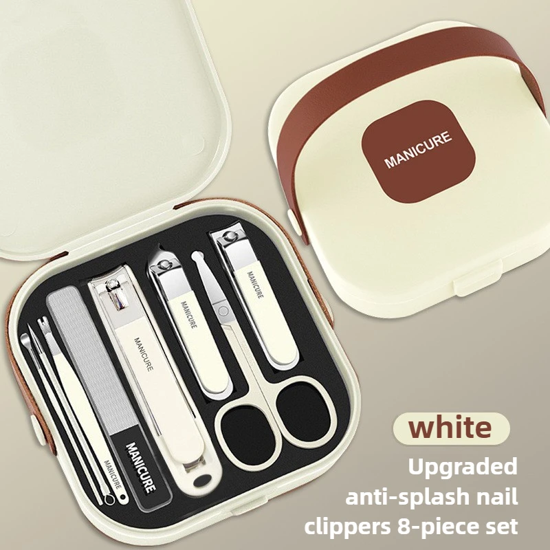 Stainless Steel Nail Clipper Set 8pcs Professional Green Nail Tools Manicure Set Travel Grooming Kit Personal Care Kit