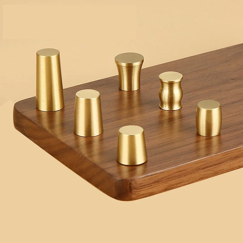 Crafts Base Copper Foot Pad Small Tray Base Black Walnut Solid Wood Pure Copper Conical Ornaments Accessories 4PCS